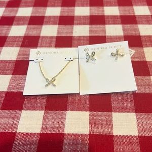 Kendra Scott bow pendant and earrings. New with tags.